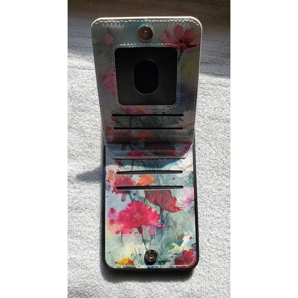 Samsung S25+ Floral Wallet Phone Case - Watercolor Pink